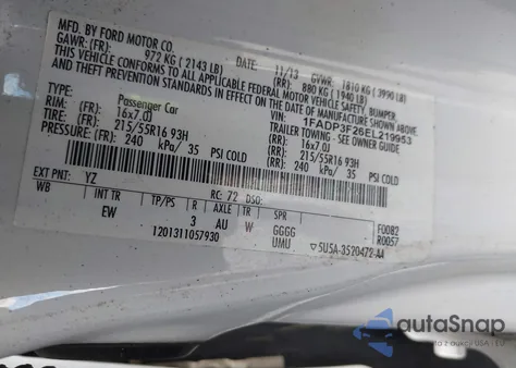 2014 Ford Focus Se z USA, uszkodzony, nr VIN 1FADP3F26EL219953